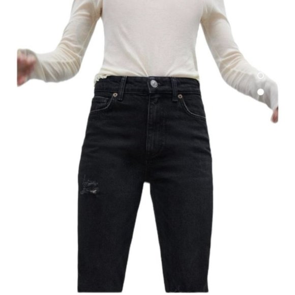 NWT Zara Black High-Rise Ankle Length Slim Jeans In Black Sz:10 - Picture 5 of 16